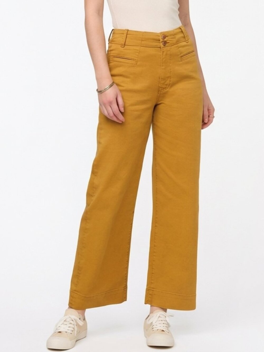 Duer LuxTwill High Rise Trouser Wide Leg Mustard Yellow Size 25x26